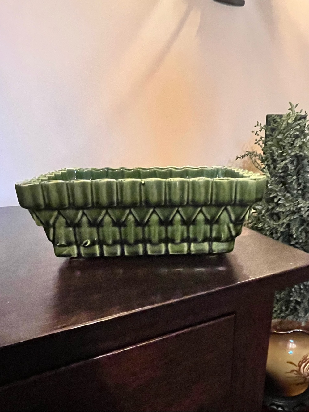 Vintage UPCO Ungemach Roseville Ohio Planter Green #630 Pottery MCM Mod Retro